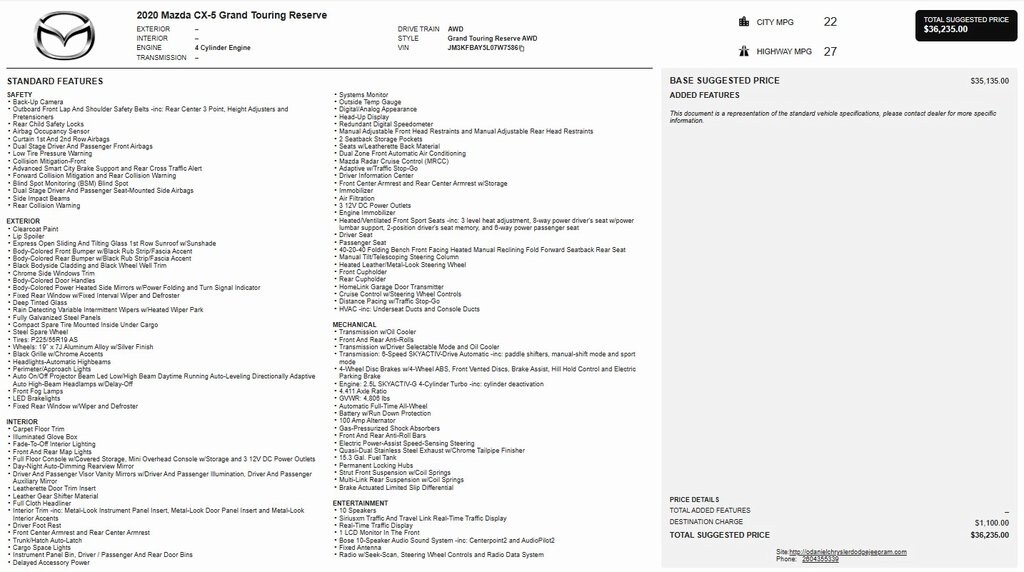 Used 2020 Mazda CX-5 Grand Touring Reserve SUV