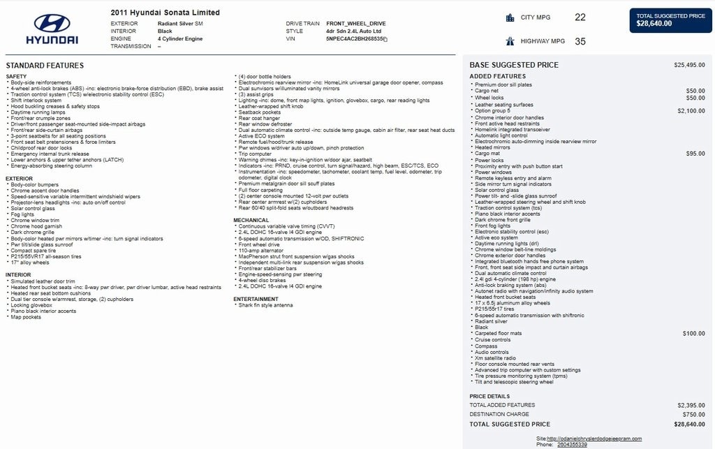 Used 2011 Hyundai Sonata Limited Sedan