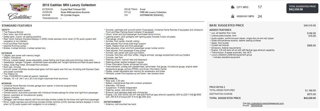 Used 2012 CADILLAC SRX Luxury SUV