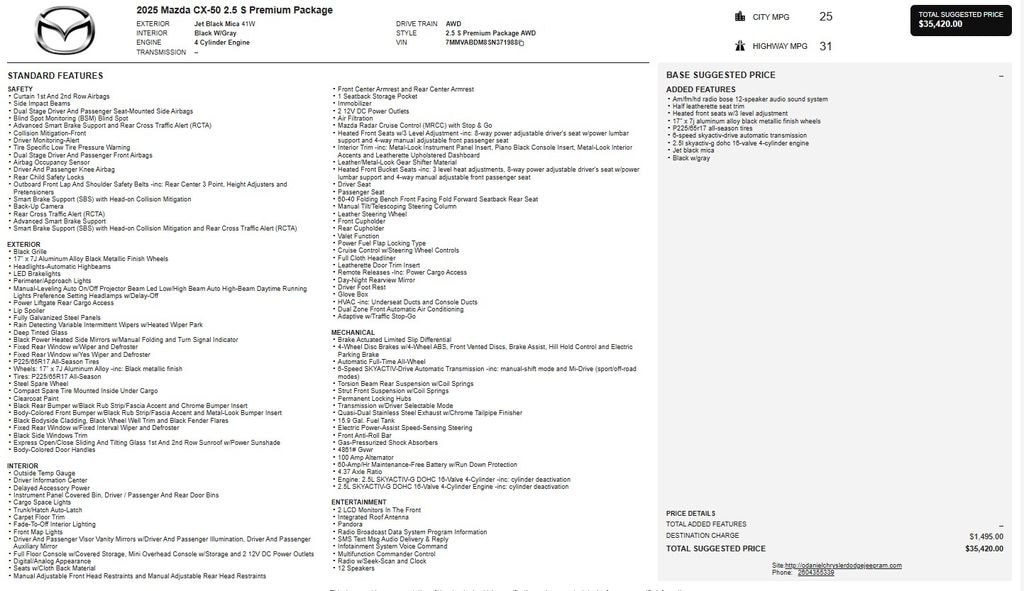Used 2025 Mazda CX-50 2.5 S Premium Package SUV