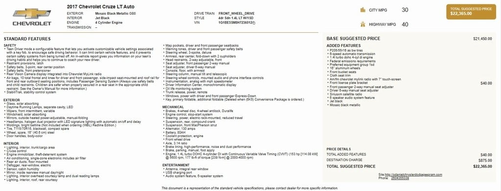 2017 Chevrolet Cruze LT