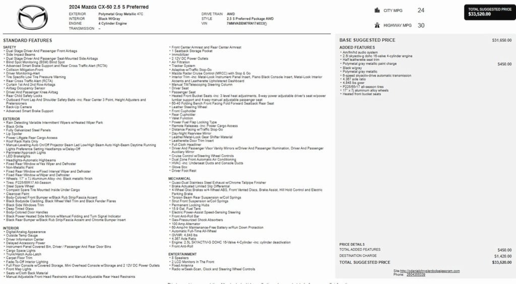 Used 2024 Mazda CX-50 2.5 S Preferred Package SUV