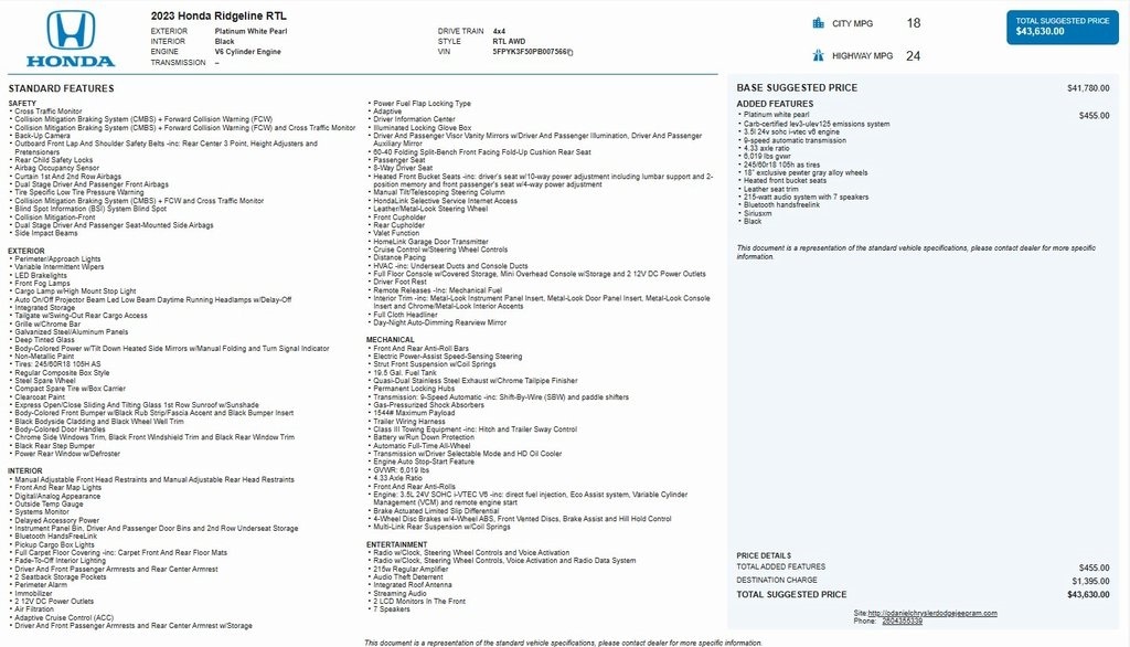 2023 Honda Ridgeline RTL's photo