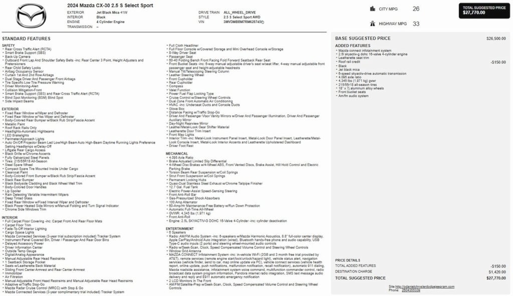 Used 2024 Mazda CX-30 2.5 S Select Sport SUV