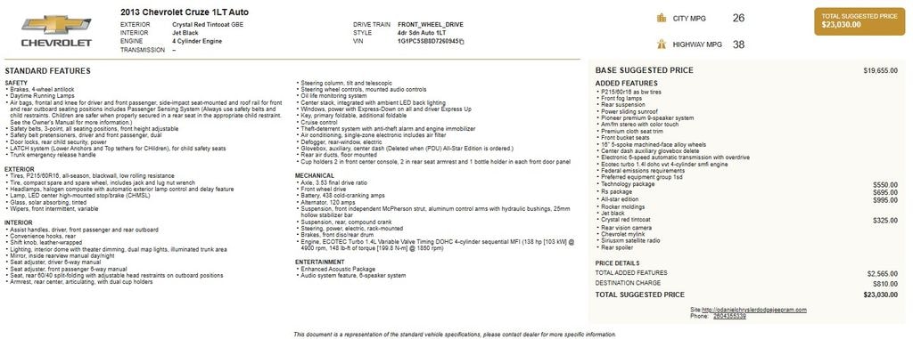 Used 2013 Chevrolet Cruze 1LT Sedan