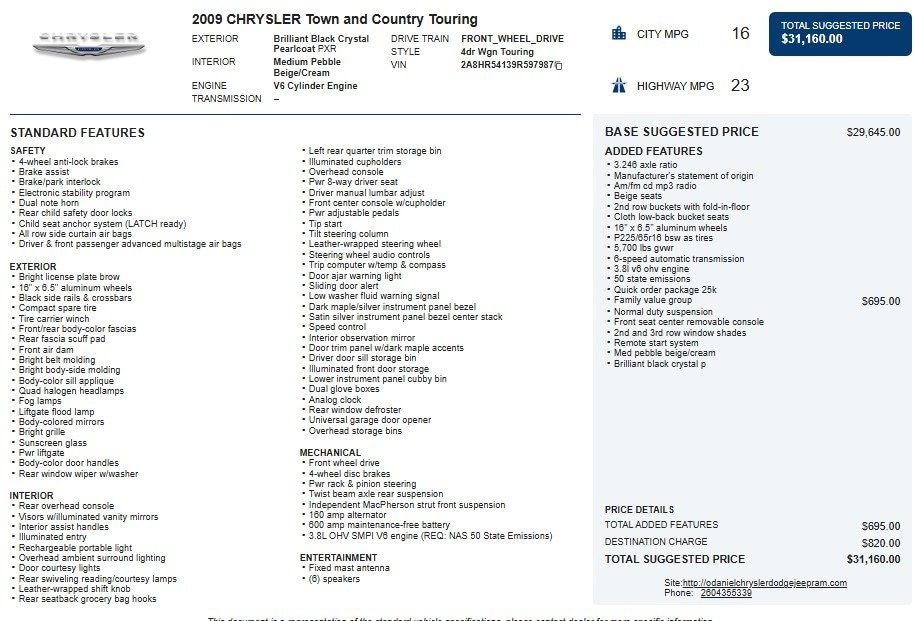 2009 Chrysler Town & Country Touring's photo