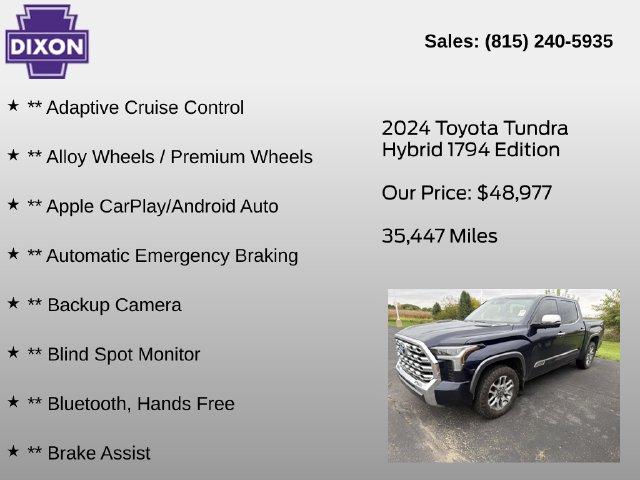 Certified 2024 Toyota Tundra Hybrid 1794 Edition Truck