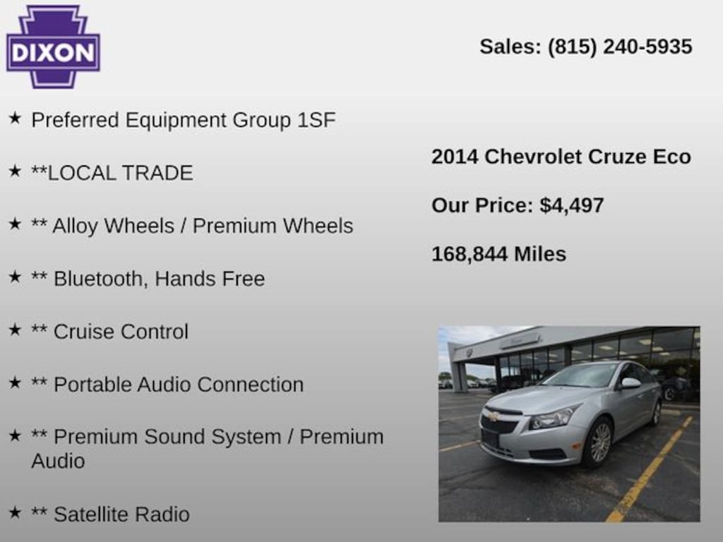 Used 2014 Chevrolet Cruze ECO Sedan