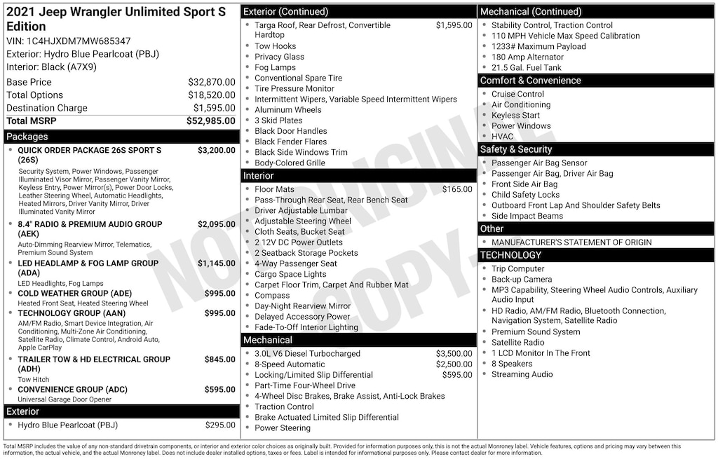 Used 2021 Jeep Wrangler Unlimited Sport S SUV