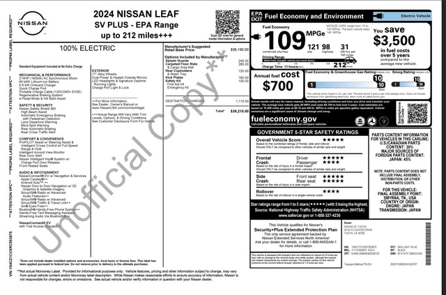 Used 2024 Nissan LEAF SV PLUS with VIN 1N4CZ1CVXRC553675 for sale in Skokie, IL