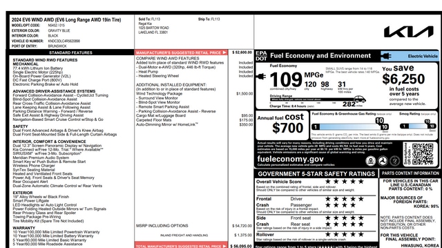 Used 2024 Kia EV6 Wind with VIN KNDC3DLC4R5620898 for sale in Skokie, IL