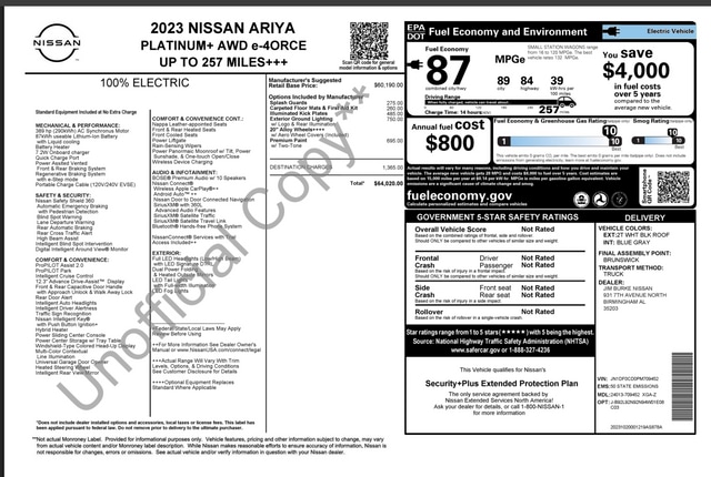Used 2023 Nissan Ariya Platinum+ with VIN JN1DF0CD0PM709452 for sale in Skokie, IL