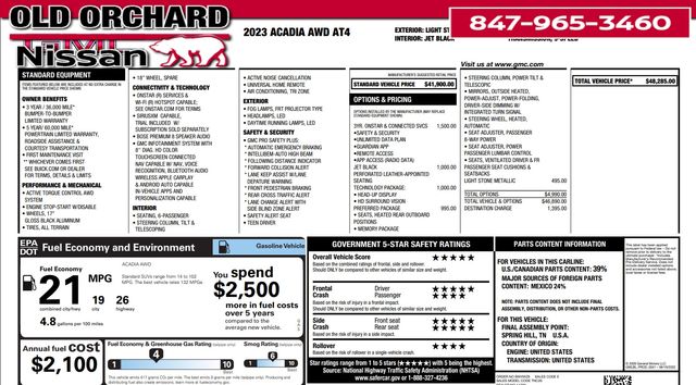 Used 2023 GMC Acadia AT4 with VIN 1GKKNLLS9PZ140812 for sale in Skokie, IL
