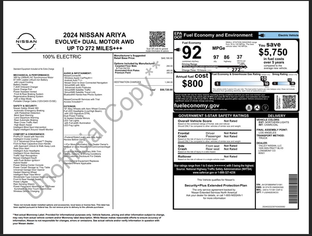 Used 2024 Nissan ARIYA Evolve+ with VIN JN1DF0BB9RM731081 for sale in Skokie, IL