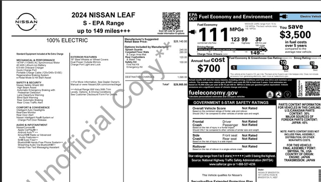 Used 2024 Nissan LEAF S with VIN 1N4AZ1BV2RC550410 for sale in Skokie, IL
