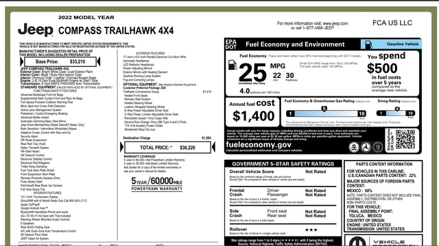Used 2022 Jeep Compass Trailhawk with VIN 3C4NJDDB1NT155480 for sale in Skokie, IL