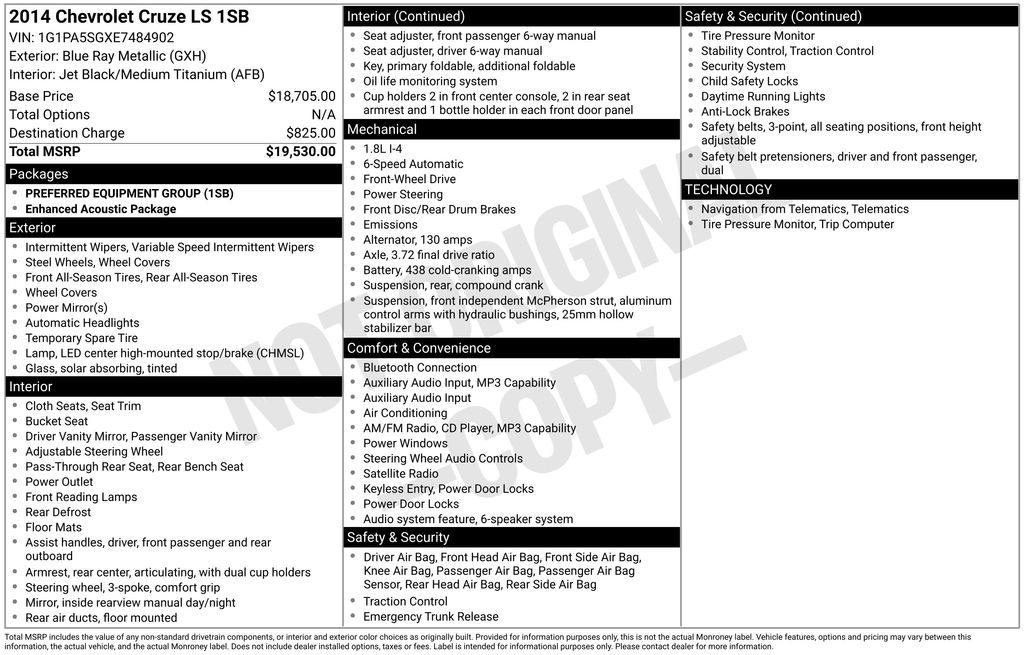 2014 Chevrolet Cruze LS Auto's photo