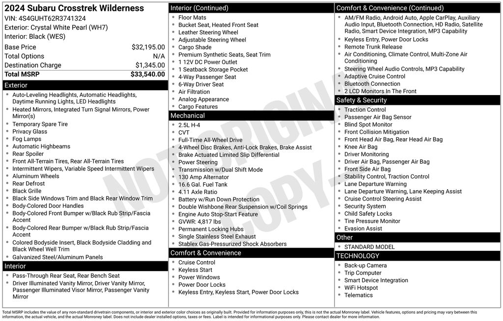 Image of 2024 Subaru Crosstrek Wilderness SUV