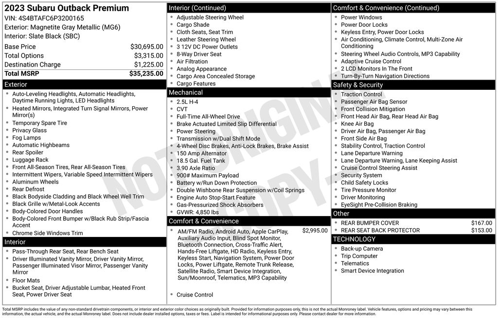 Image of 2023 Subaru Outback Premium SUV