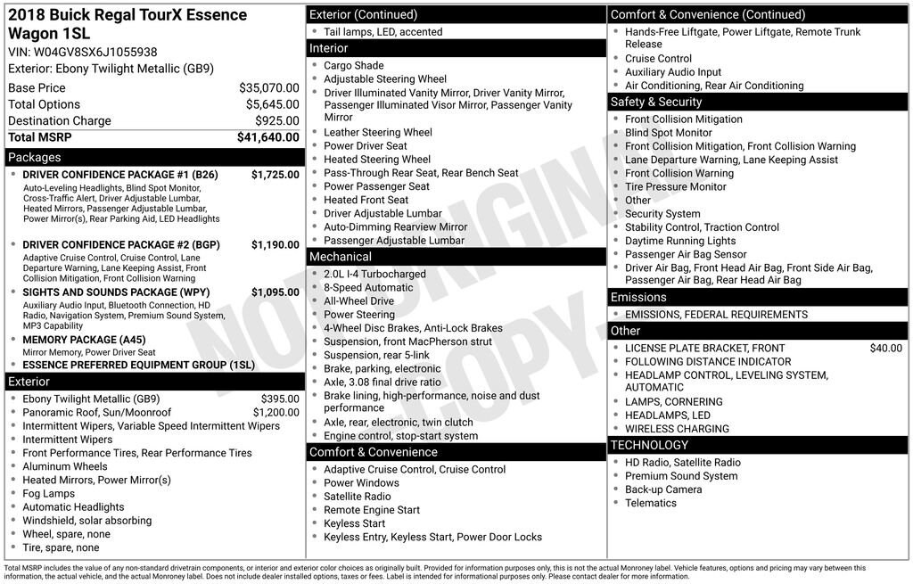 Used 2018 Buick Regal Tourx Essence Crossover