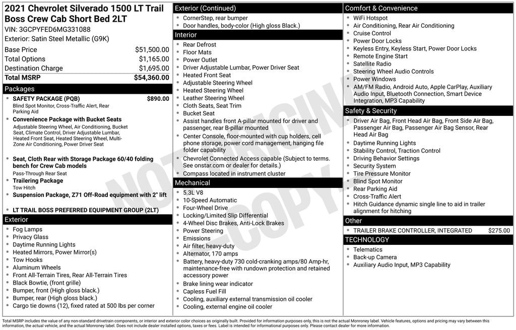 Used 2021 Chevrolet Silverado 1500 LT Trail Boss Truck