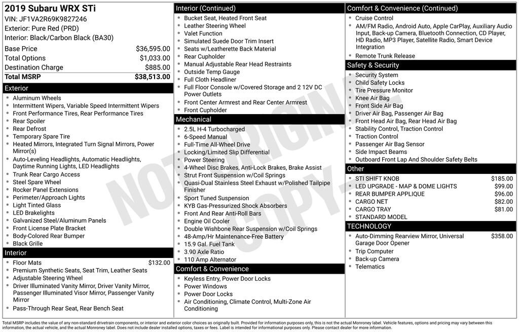 Used 2019 Subaru WRX STI