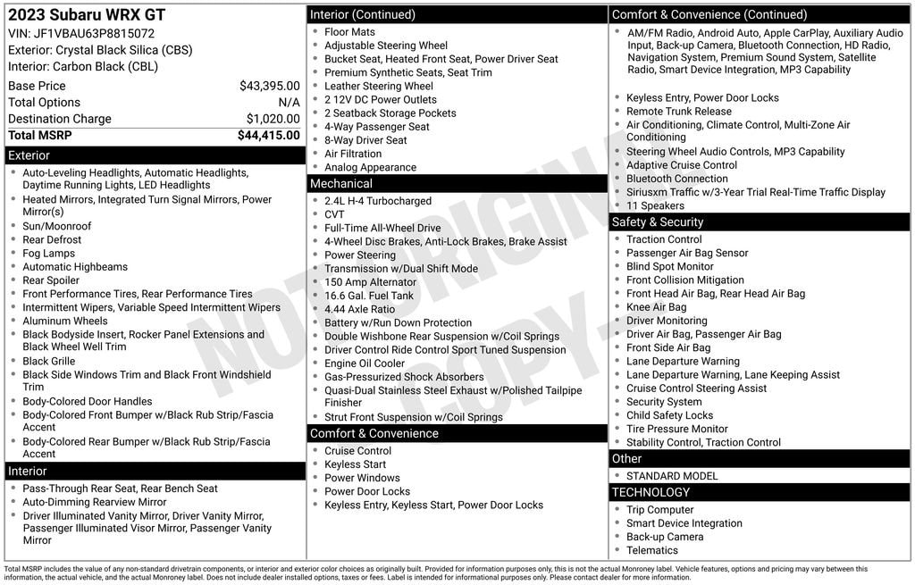 Used 2023 Subaru WRX GT