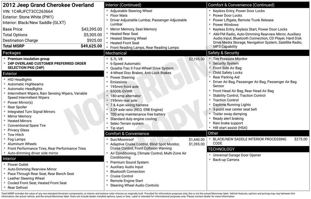 Used 2012 Jeep Grand Cherokee Overland