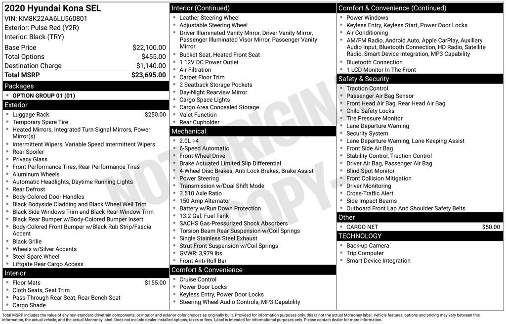 Used 2020 Hyundai Kona SEL