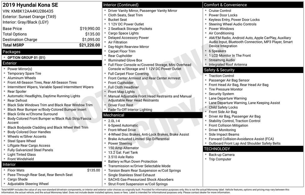 Used 2019 Hyundai Kona SE