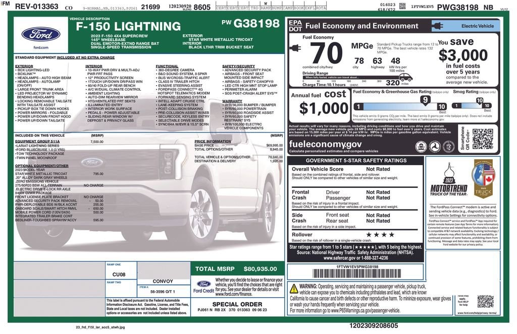 Used 2023 Ford F-150 Lightning Pro