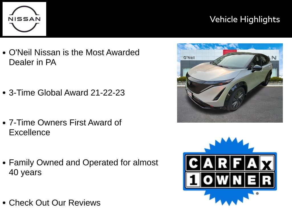 Certified 2024 Nissan ARIYA Engage+ with VIN JN1DF0BBXRM733017 for sale in Warminster, PA