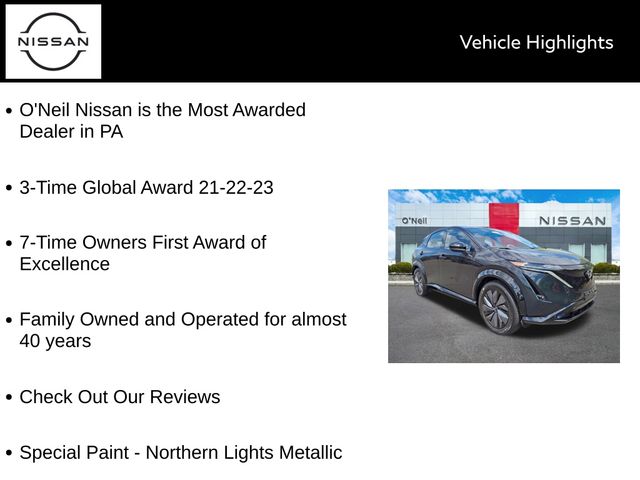 Certified 2023 Nissan Ariya Evolve+ with VIN JN1DF0BB6PM709634 for sale in Warminster, PA