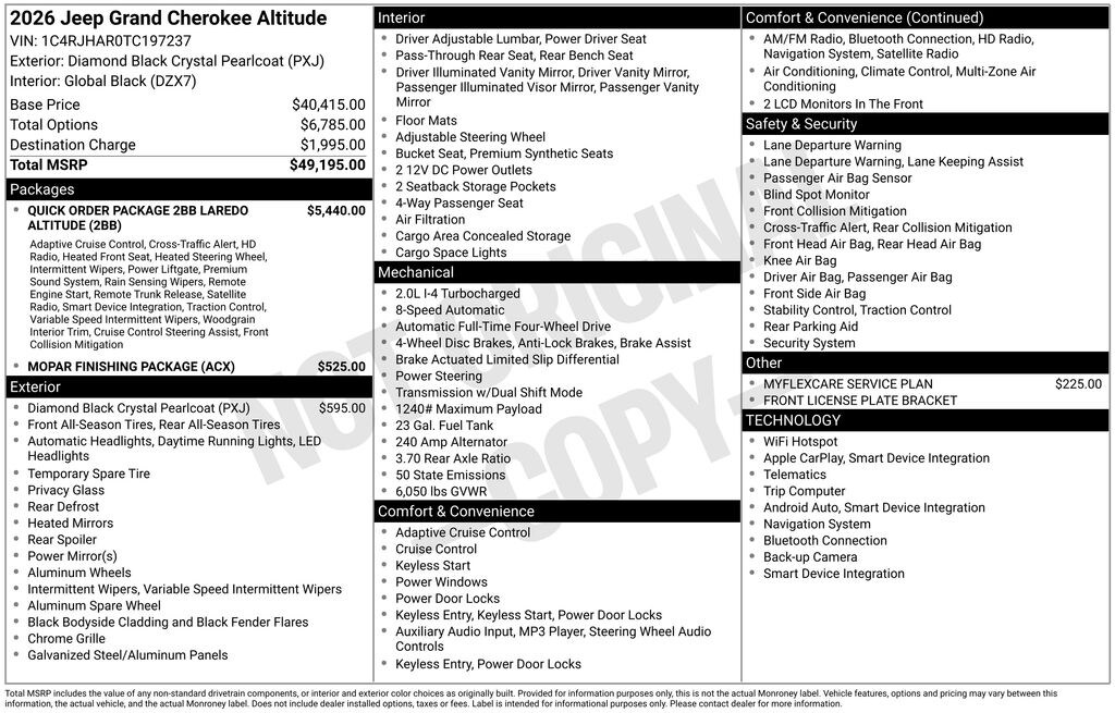 New 2026 Jeep Grand Cherokee LAREDO ALTITUDE 4X4 Sport Utility