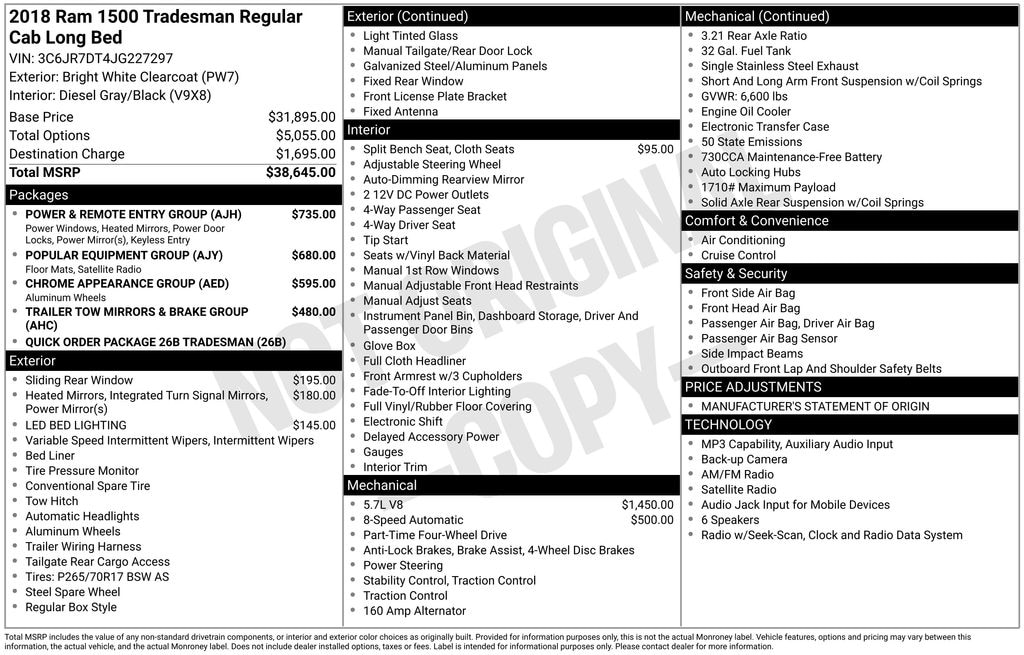 Used 2018 Ram 1500 Tradesman Truck