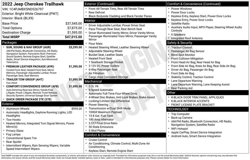 Used 2022 Jeep Cherokee Trailhawk SUV