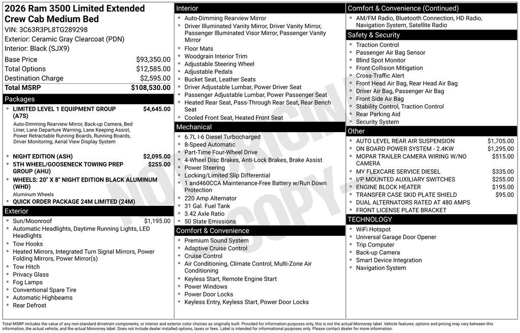 New 2026 Ram 3500 LIMITED MEGA CAB 4X4 6'4 BOX Pickup