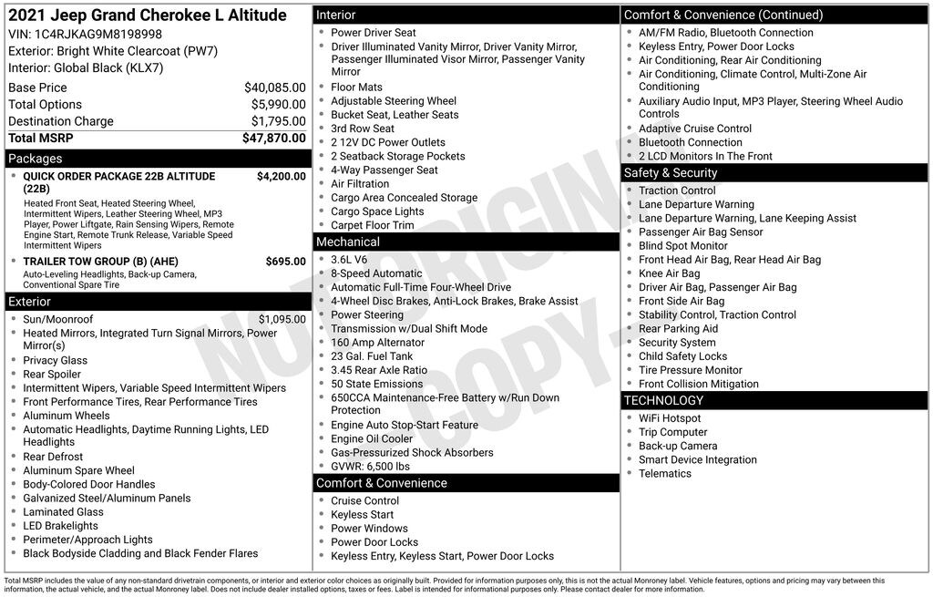 Used 2021 Jeep Grand Cherokee L Altitude SUV