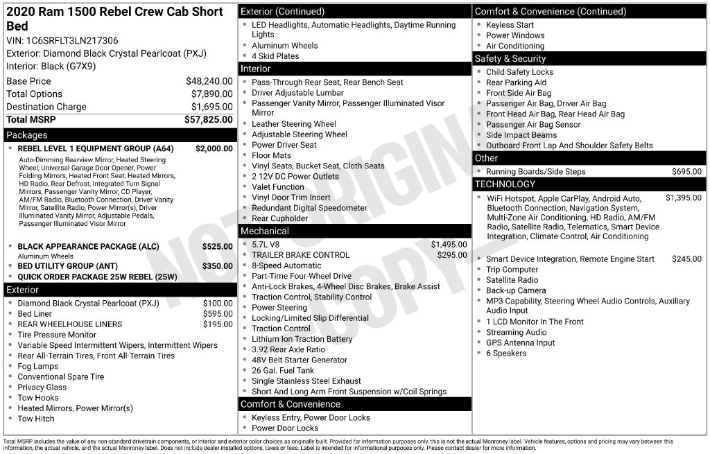 Used 2020 Ram 1500 Rebel Truck