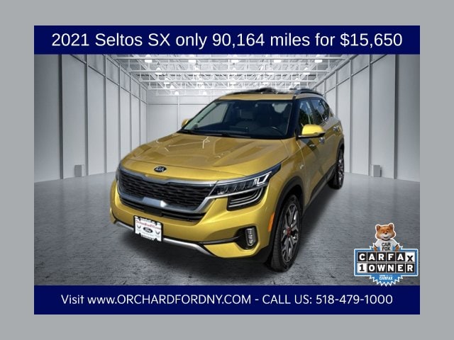 Certified 2021 Kia Seltos SX with VIN KNDETCA2XM7159670 for sale in East Greenbush, NY