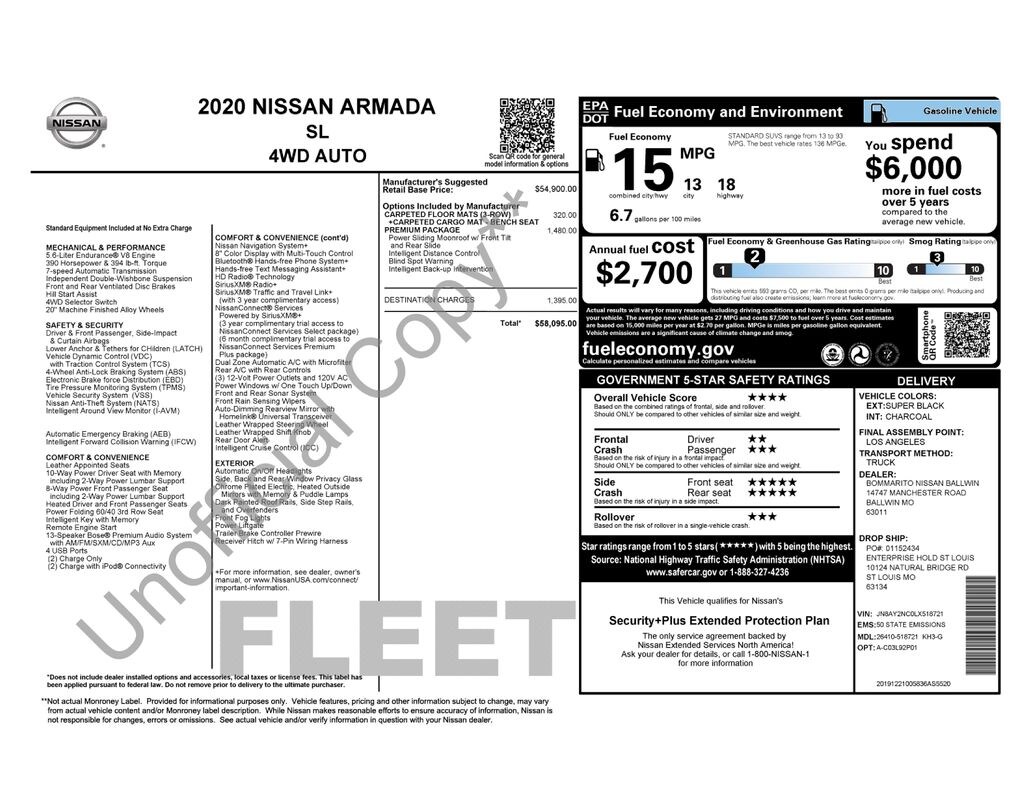 Used 2020 Nissan Armada SL SUV
