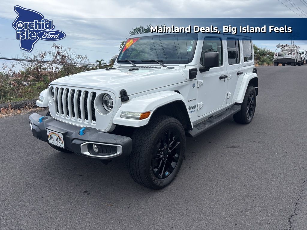 Used 2022 Jeep Wrangler Unlimited Sahara 4XE with VIN 1C4JJXP67NW198889 for sale in Hilo, HI