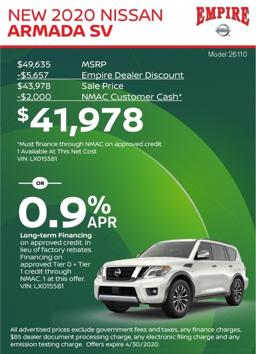 New Car Specials Nissan Rebates and Finance Offers Empire Nissan