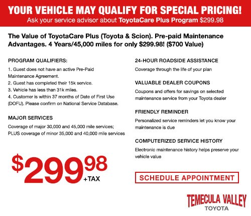 Service Specials | Temecula Valley Toyota Temecula, CA 92591