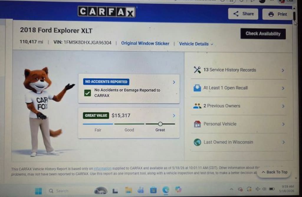 Used 2018 Ford Explorer XLT SUV