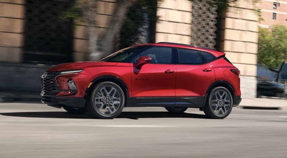 2024%20Chevy%20Blazer%20RS%20-%20City.jpg A red 2024 Chevy Blazer RS is shown driving on a city street.