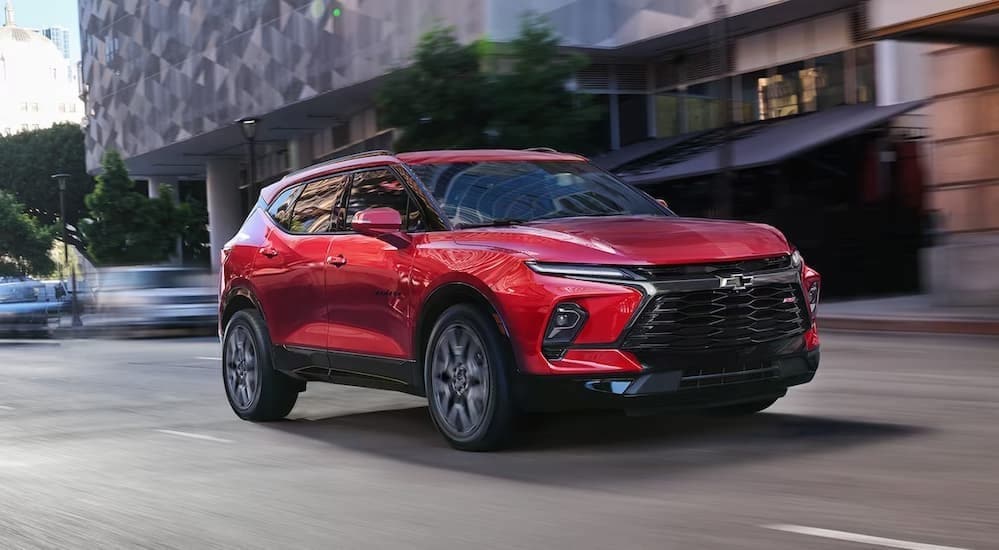 2024%20Chevy%20Blazer%20RS%20-%20Reds.jpg A red 2024 Chevy Blazer RS is shown driving to view a Chevy Blazer for sale.