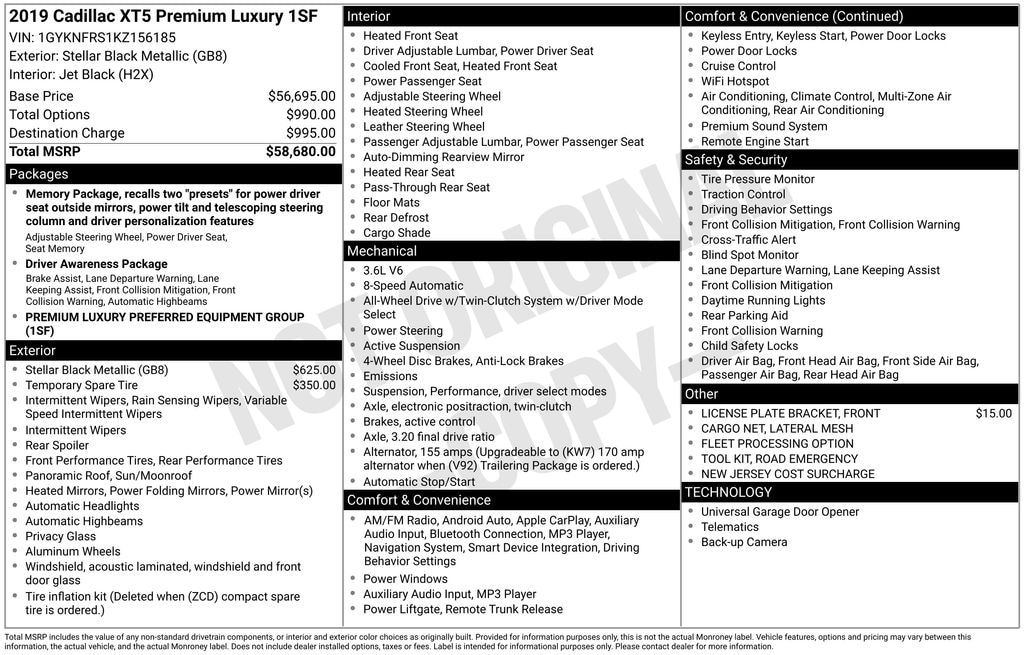 Used 2019 CADILLAC XT5 Premium Luxury SUV