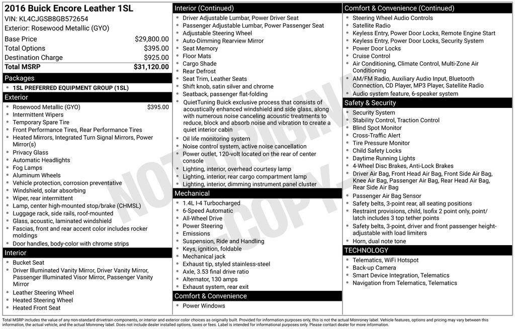 Used 2016 Buick Encore Leather SUV