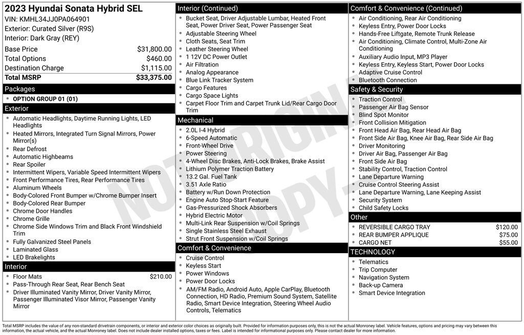 Used 2023 Hyundai Sonata Hybrid SEL Sedan